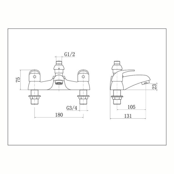 Flode Boden | Bath Shower Mixer | Including Handset and Holder | Chrome