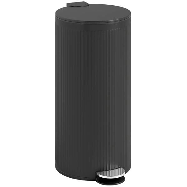 30L black pedal kitchen bin with soft-close lid and removable inner bucket