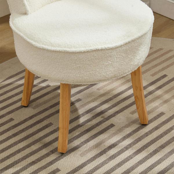 Living and Home Teddy Fleece Dressing Table Stool with Solid Wood Legs