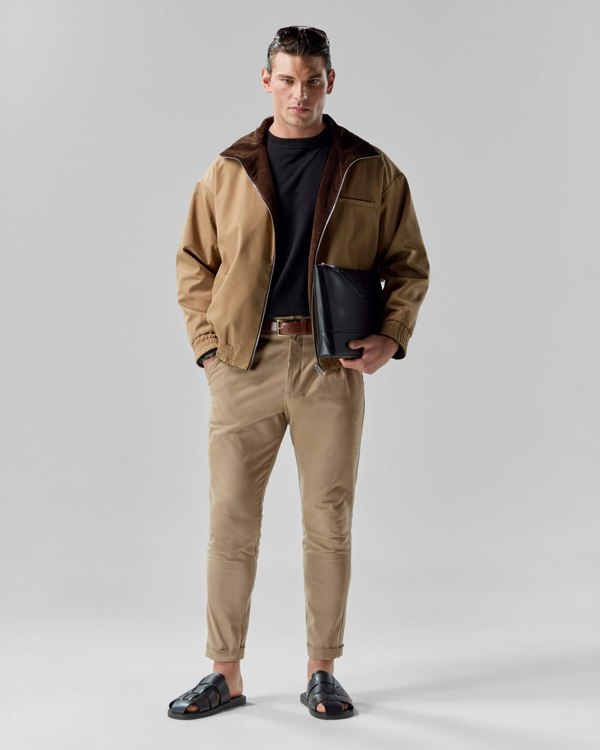 Frolickers Reversible Corduroy Bomber Jacket - Tan / Espresso