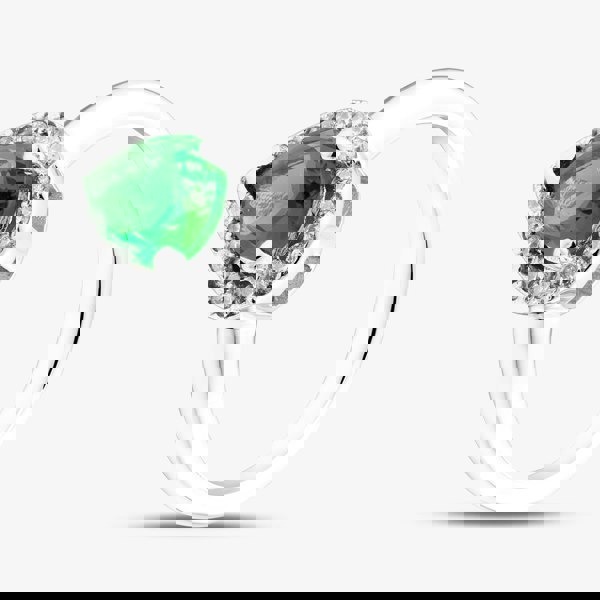 Starbright Sterling Silver Green Pear Cut Cubic Zirconia Halo Cluster Ring THB-01r GR