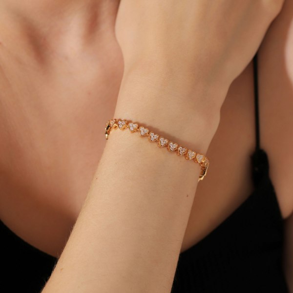 Gold Trip Crystal Heart Slider Bracelet