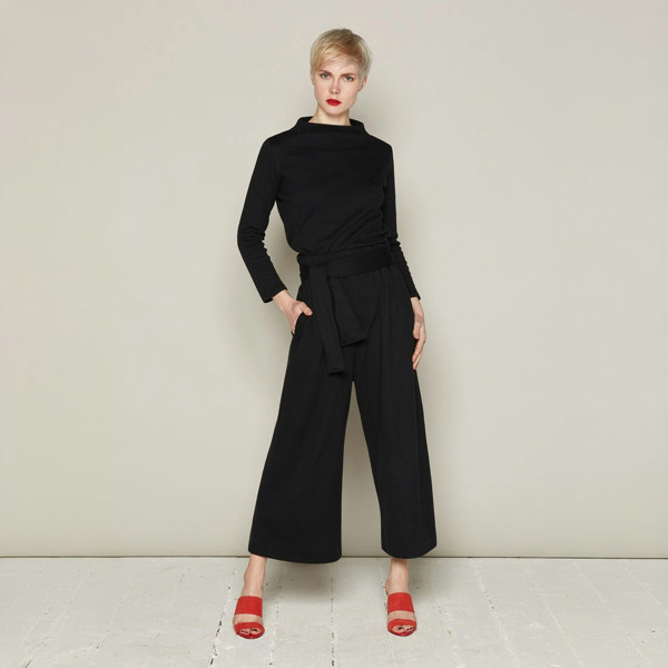 Bo Carter Wide Leg Vallerie Trousers in Organic Cotton - Black