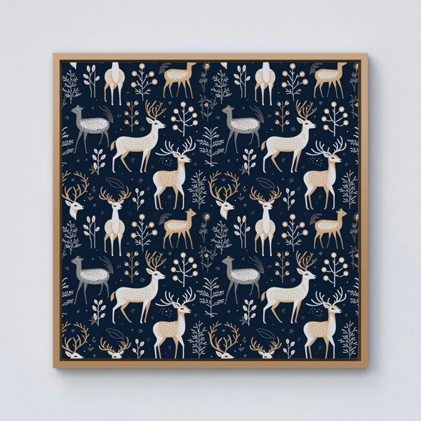 Warren Reed Reindeer, Whimsical, Illustration Pattern Framed Canvas