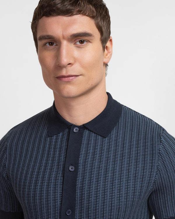 Steel & Jelly Heston - Stripe Textured Knitted Short Sleeve Shirt