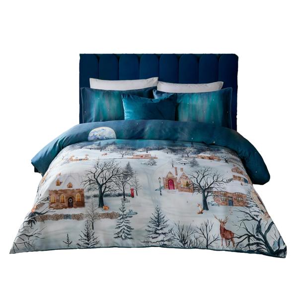 Paoletti Reversible Star Duvet Cover Set - Midnight Blue - 
