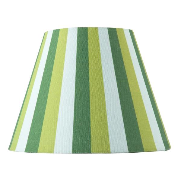 Multi Green Tone Striped Linen Coolie Lamp Shade with Cotton Inner Image 4
