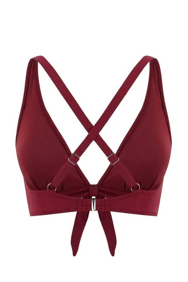 WOVCOR Triangle Covered Bow Back Detail Bikini Top