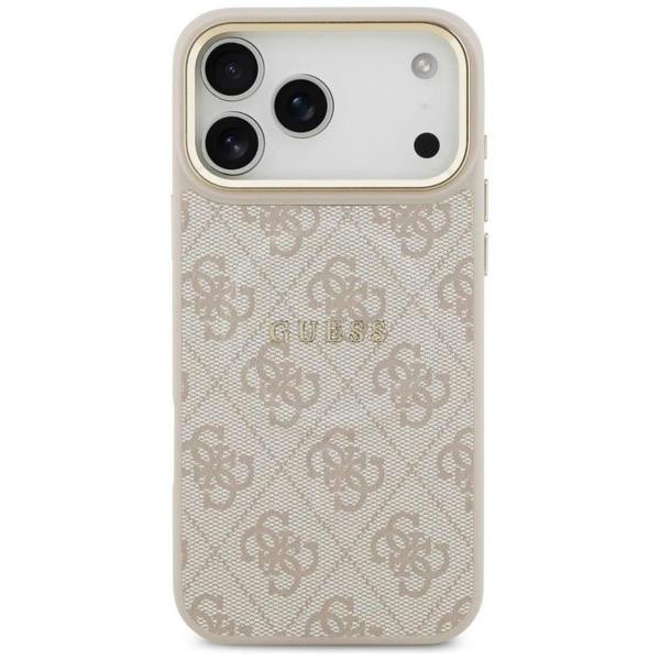 Guess PU Leather 4G Gold Frame Case with MagSafe for iPhone 17 Pro Max 6.9" Pink - GUHMP17XP4MSEGCW