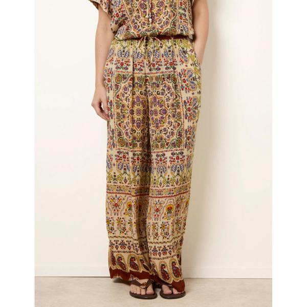 Blue Vanilla Printed Shirred Waist Trousers
