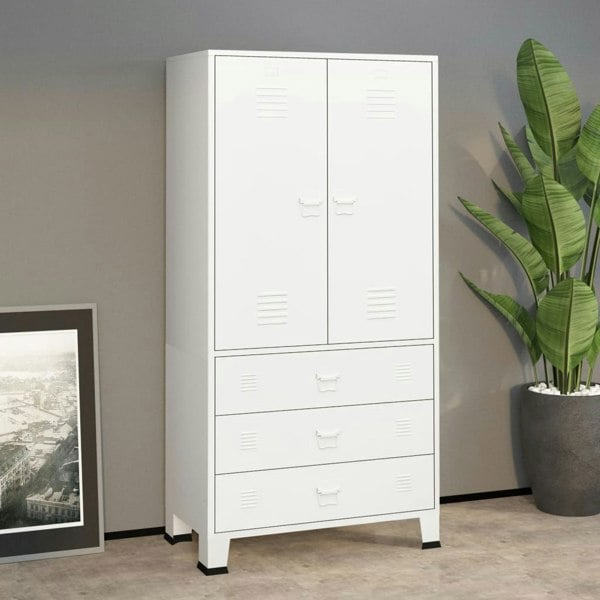 Berkfield Industrial Wardrobe White 90x50x180 cm Metal