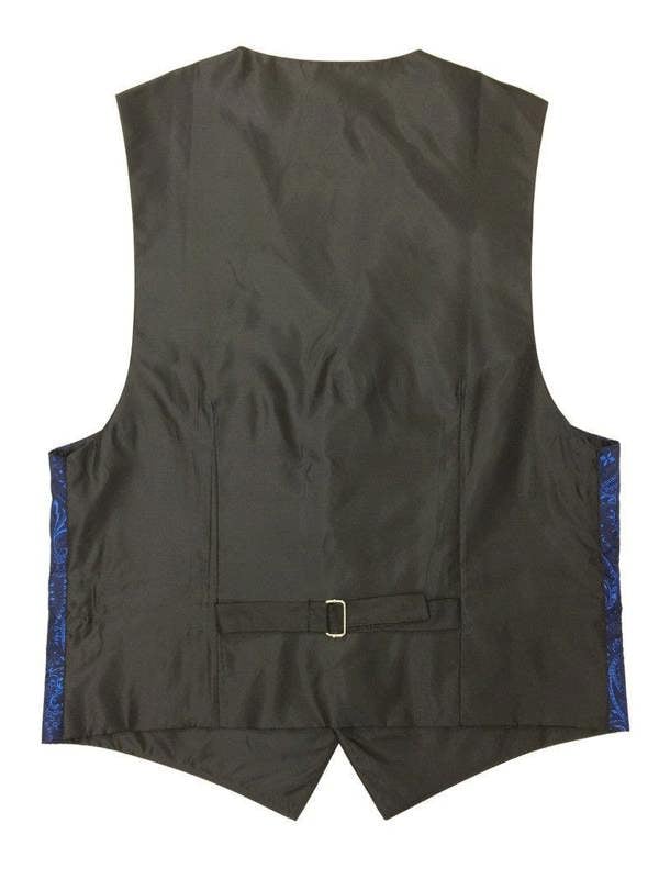 Back side of the navy paisley waistcoat & cravat set