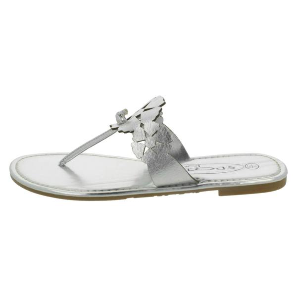 Spot On Ladies Spot On Flat Toe Post Sandal With Flower Design