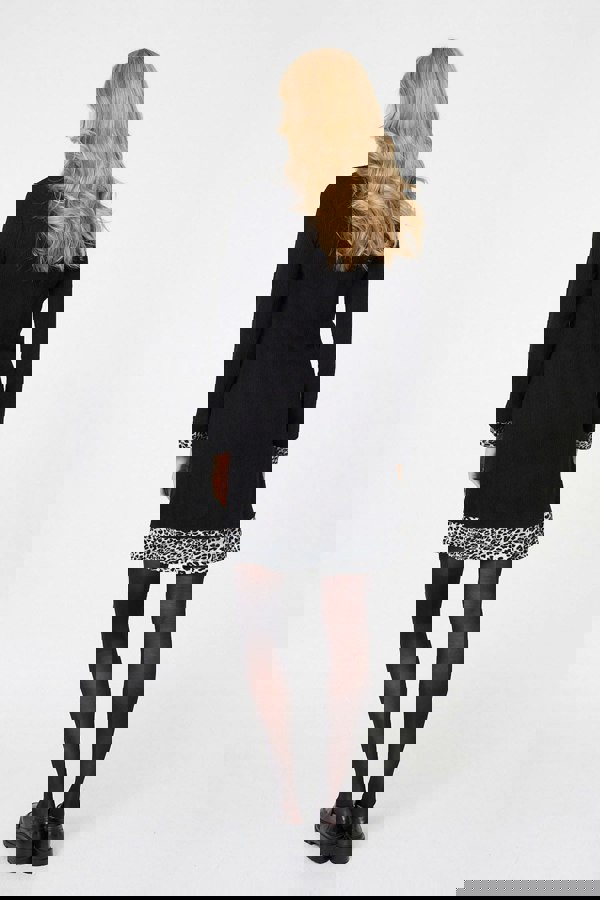 Black | Animal Print Layered Short Shirt Dress
