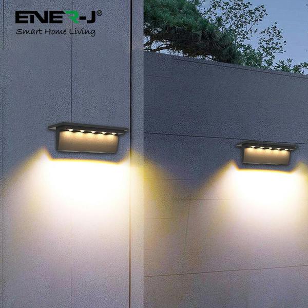 ENER-J 2 Pc Pack Solar Powered Deck / Fence Light with 5 LEDs, 2 Colour Switchable - 3000K & 6000K