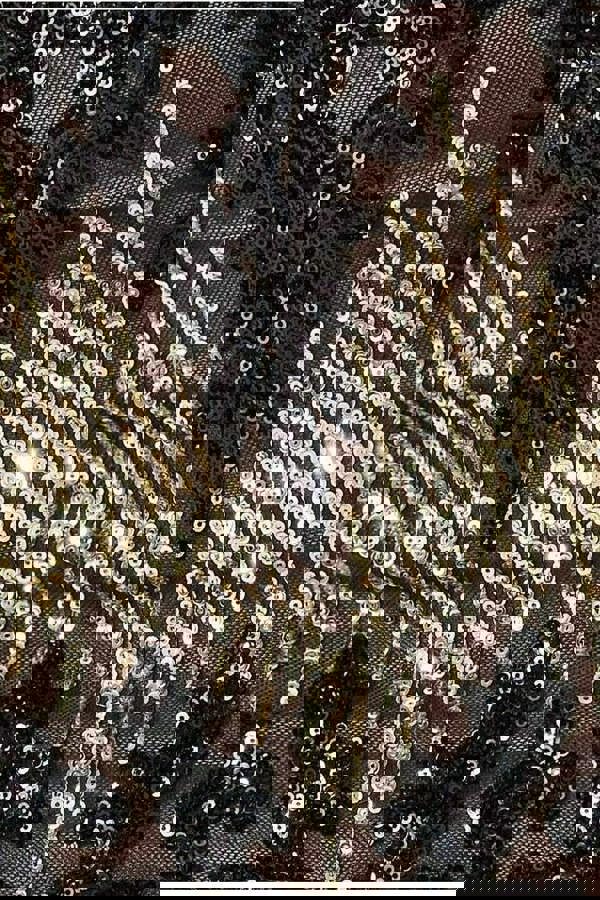 Long Sleeve Sequin Evening Maxi Dress - Black DR3016