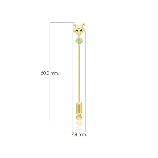 Gemondo Gardenia Peridot Fox Lapel Pin In 9ct Yellow Gold