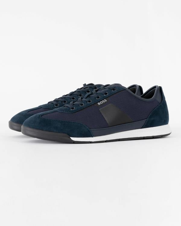 BOSS Orange Nitan Mens Mixed Material Trainers with Ridged Outsole - Dark Blue 401
