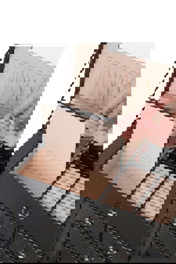 Living and Home Large Black Multi Tier Faux Leather Storage Box with Handle