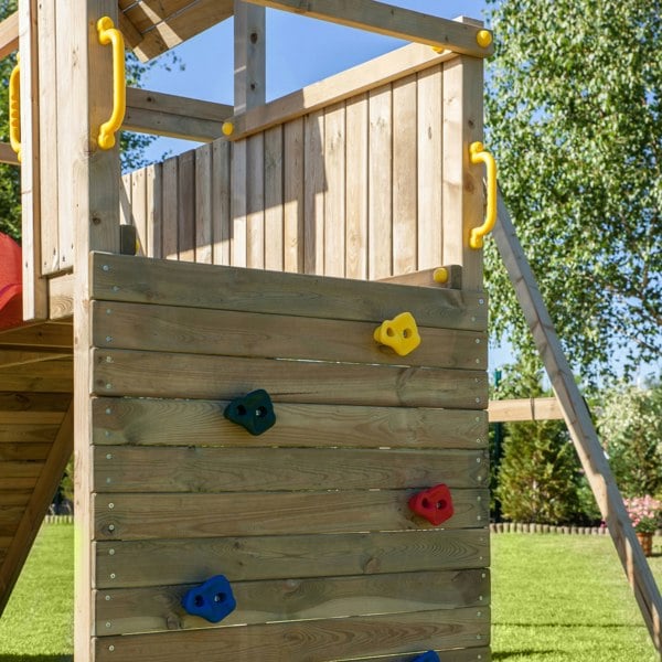 Climbing frame Adventure Peaks Fortress 3 with swing, slide, wall and rope - Best Shed