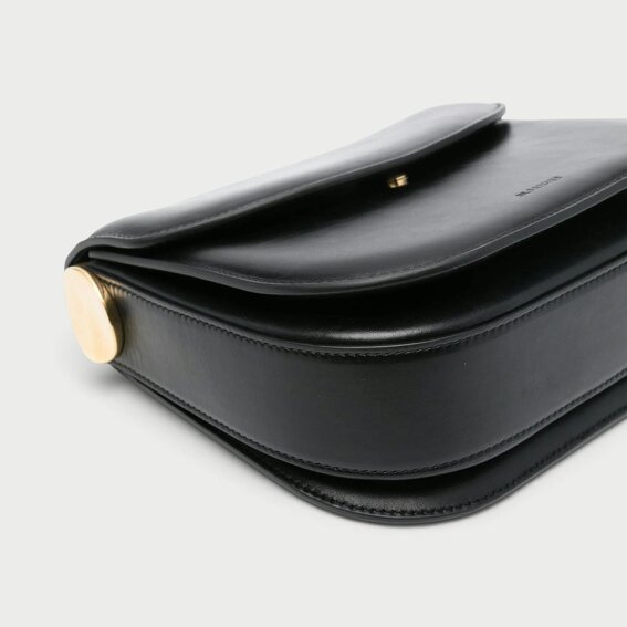 Jil Sander Medium Coin Leather Crossbody Bag Black