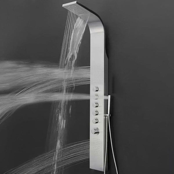 Bathroom Silver Stainless Steel Shower Tower Panel Shower Systems Living and Home
