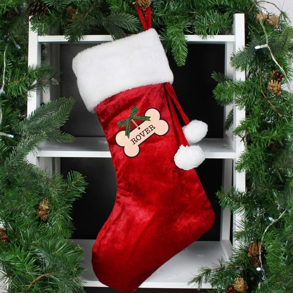 Personalised Memento Company Personalised Dog Treats Luxury Red Stocking