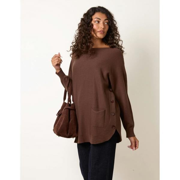 Blue Vanilla Pocket Slash Neck Jumper