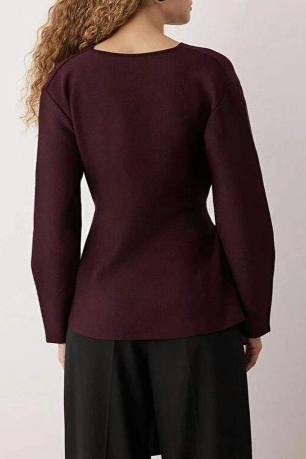 WOVCOR Double-Breasted Knit Cardigan with Tie Detail