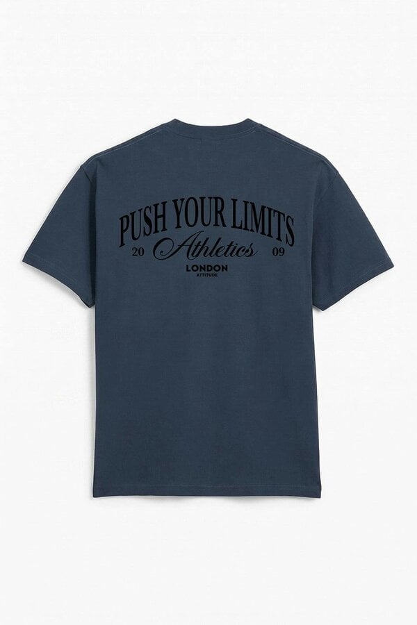 London Attitude Push Your Limits Oversized Heavyweight T-Shirt in Black Print