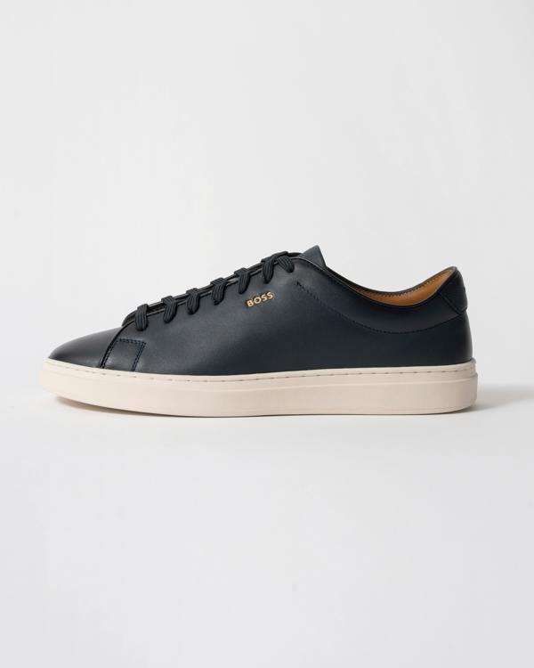 side studio shot of BOSS Orange Kieran_Tenn_butb Mens Trainers in Dark Blue 401