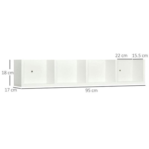 Bobobiy Wall Mount 84 CD / 56 DVD/Blu-ray/ Media Storage Rack 4 Cubes Wooden Shelf Organizer Unit Bookcase Display (White)
