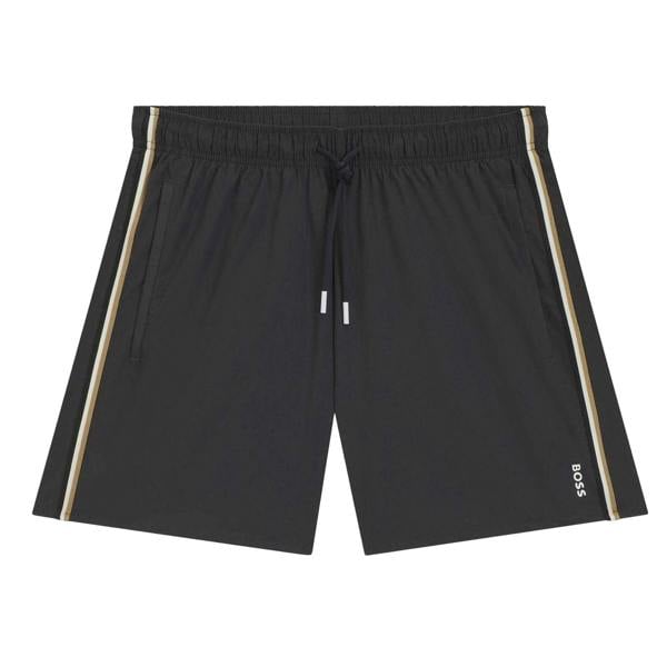 Boss Mens Iconic Side Stripe Swim Shorts - Dark Grey - 