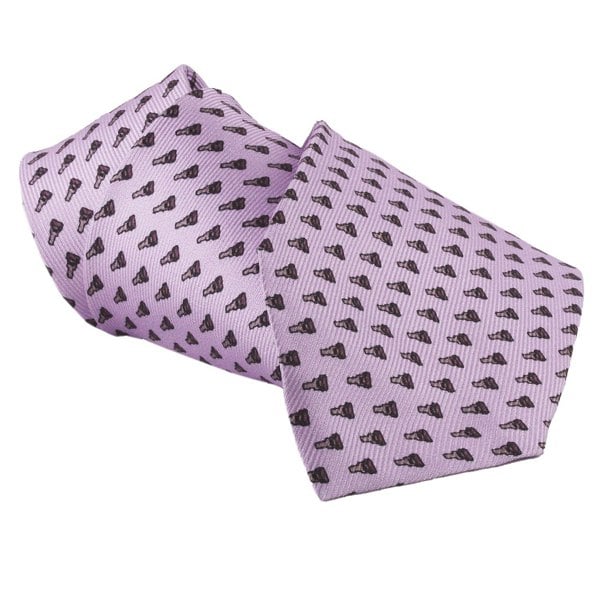Dunhill luxurious mulberry silk tie in an attache lock repeat pattern