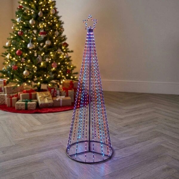 Garden Greatness Multi Action Lit Pyramid Tree with Rainbow Lights