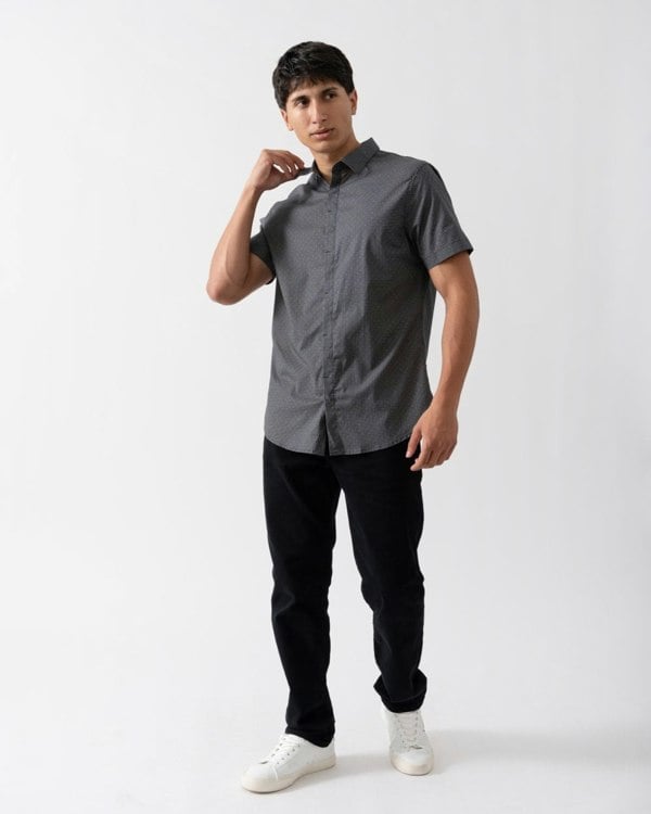 Armani Exchange Armani Exchange Mens Short Sleeve AOP Logo Pattern Shirt