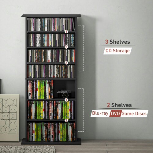 Wyld Haus Kael 126cm Wood Black Bookcase Storage Unit Shelving Unit