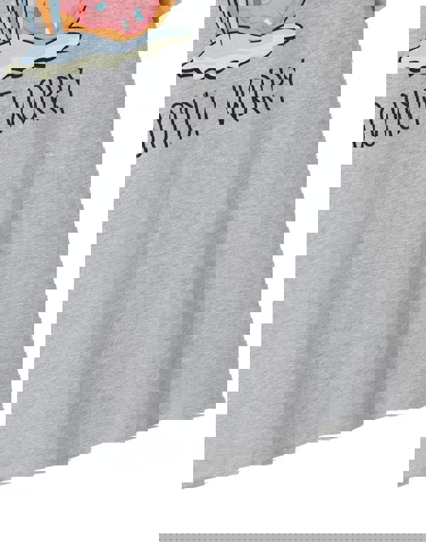 SpongeBob SquarePants Womens Grey Donut Worry Short Sleeved T-Shirt