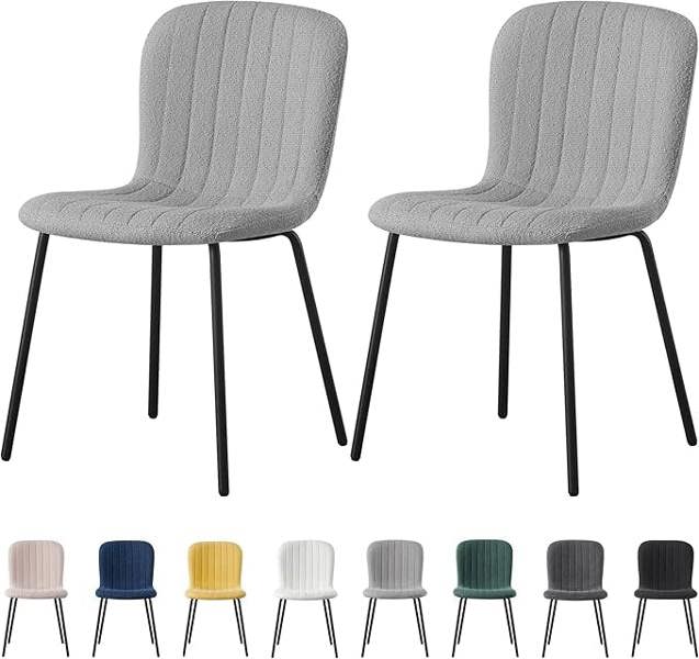Set of 2 Teddy Faux Fur Stitched Design Dining Chairs Bella