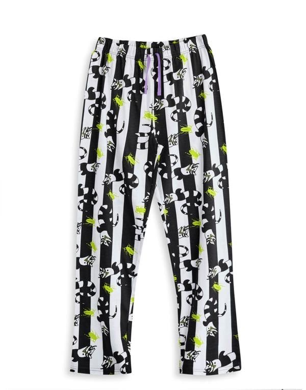 Beetlejuice Mens Black Logo Short Sleeve Long Leg Pyjama Set