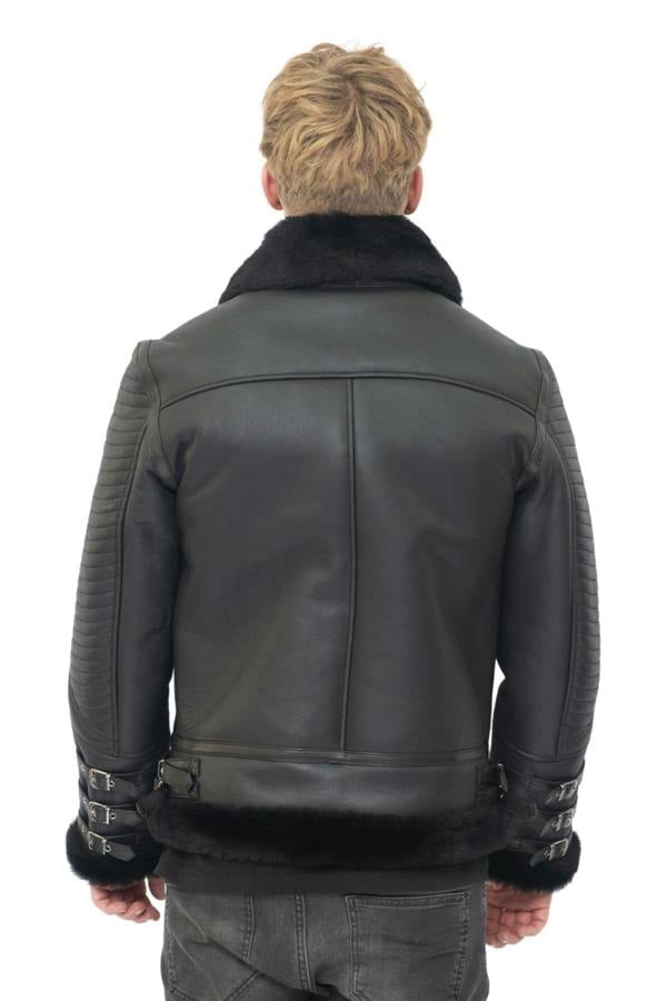 Infinity Leather Mens Retro Sheepskin Bomber Jacket-Asheville