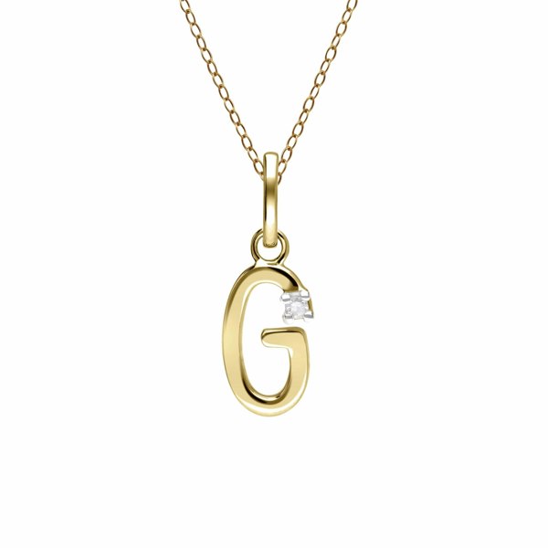 191P0741019 Initial Diamond Letter Necklace In 9ct Yellow Gold 8