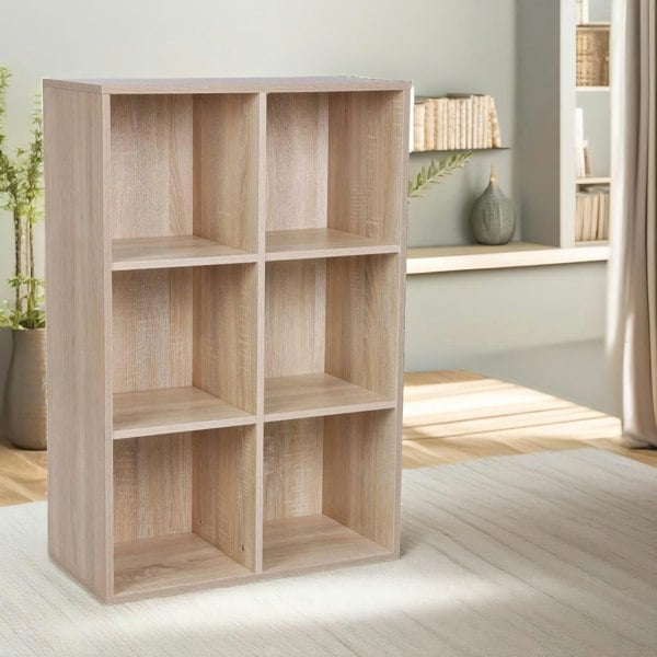 Rafaelo Mobilia 6 Cube Storage Unit Bookcase Oak