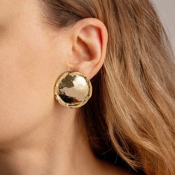 Gold Trip Vintage Disc Clip-On Earrings