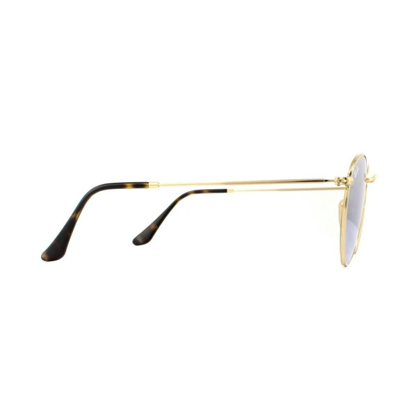 Ray-Ban Sunglasses Round Flat Lenses 3447N 001/30 Shiny Gold Grey Flash Mirror 50mm