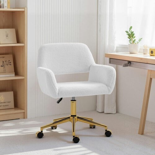 HOMCOM Swivel Office Chair, Vanity Desk Chair with Adjustable Height, Wheels