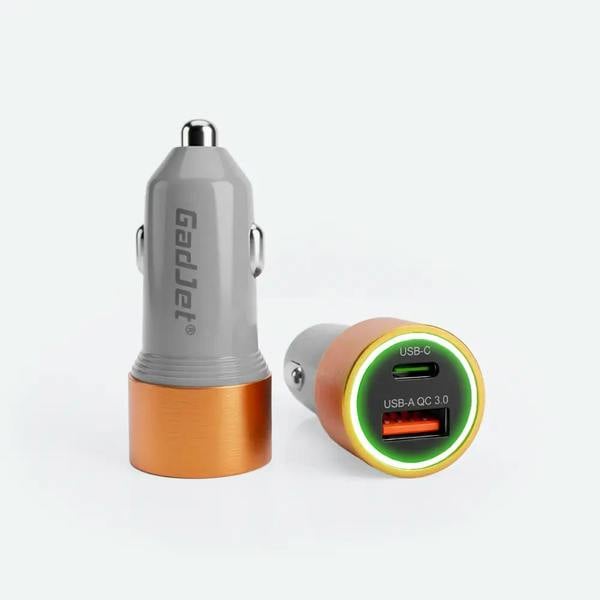 GadJet USB-C + USB-A QC Car Charger