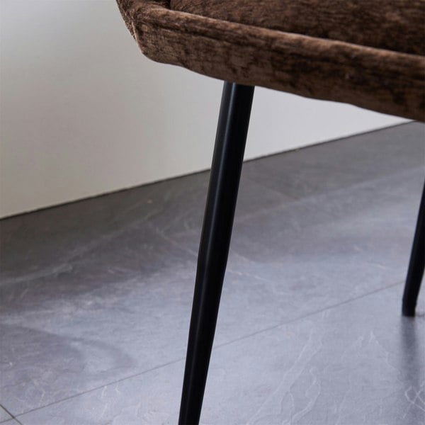 Furniture One Padded Dining Chair Set of 2, Chenille Fabric Vanity Armchair with Metal Frame for Living Room, Bedroom, - Max Load 150 KGS