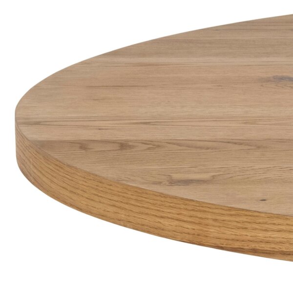Wyld Haus Perth 120cm Natural Oak Veneer Round Dining Table Industrial Black Metal Legs
