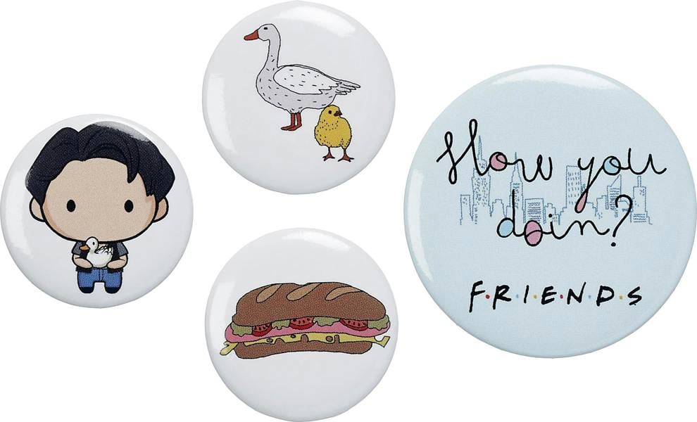 FRIENDS TV Show Set of 4 Joey Button Badges  Multi